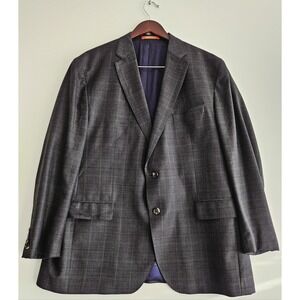 Jack Victor Montreal Blazer Sport Coat Mens 46R Charcoal Windowpane 100% Wool...